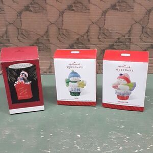 3- pc bundle Hallmark Keepsake ornaments: Mom, Son, Daughter